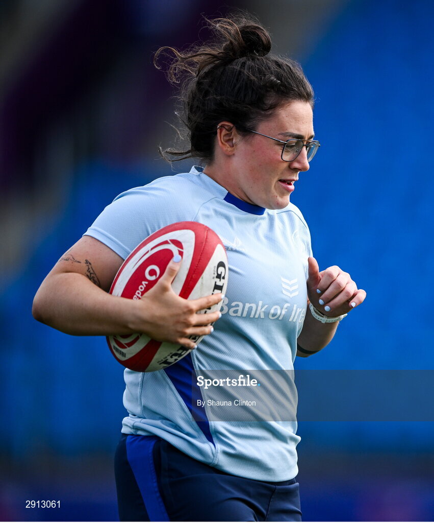9 August 2024; Aimee Clarke during the Leinster Rugby women's captain's run at Energia Park in Dublin. Photo by Shauna Clinton/Sportsfile