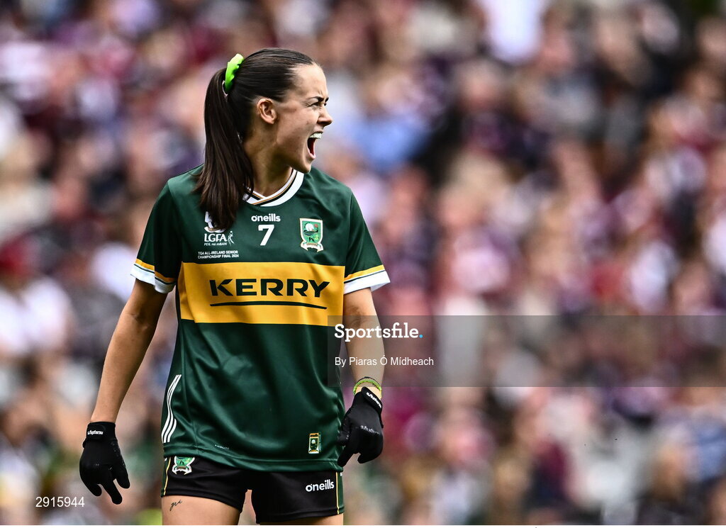 4 August 2024; Aoife Dillane of Kerry during the TG4 All-Ireland Ladies Football Senior Championship final match between Galway and Kerry at Croke Park in Dublin. Photo by Piaras Ó Mídheach/Sportsfile