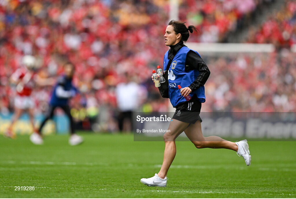 21 July 2024; Clare physiotherapist Kathryn Fahy during the GAA Hurling All-Ireland Senior Championship Final between Clare and Cork at Croke Park in Dublin. Photo by Brendan Moran/Sportsfile