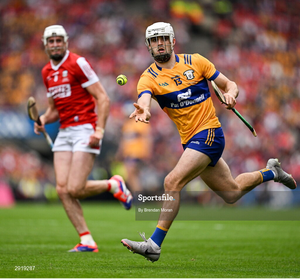 21 July 2024; Aidan McCarthy of Clare during the GAA Hurling All-Ireland Senior Championship Final between Clare and Cork at Croke Park in Dublin. Photo by Brendan Moran/Sportsfile
