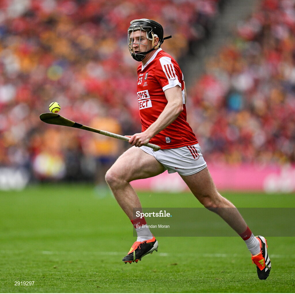 21 July 2024; Jack O'Connor of Cork during the GAA Hurling All-Ireland Senior Championship Final between Clare and Cork at Croke Park in Dublin. Photo by Brendan Moran/Sportsfile