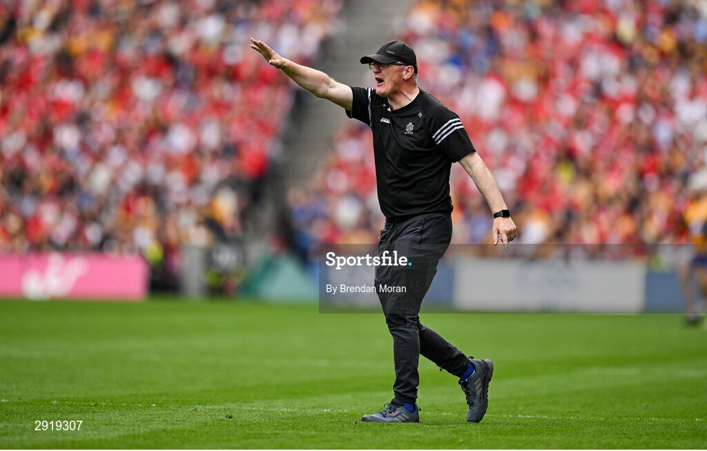 21 July 2024; Clare manager Brian Lohan during the GAA Hurling All-Ireland Senior Championship Final between Clare and Cork at Croke Park in Dublin. Photo by Brendan Moran/Sportsfile