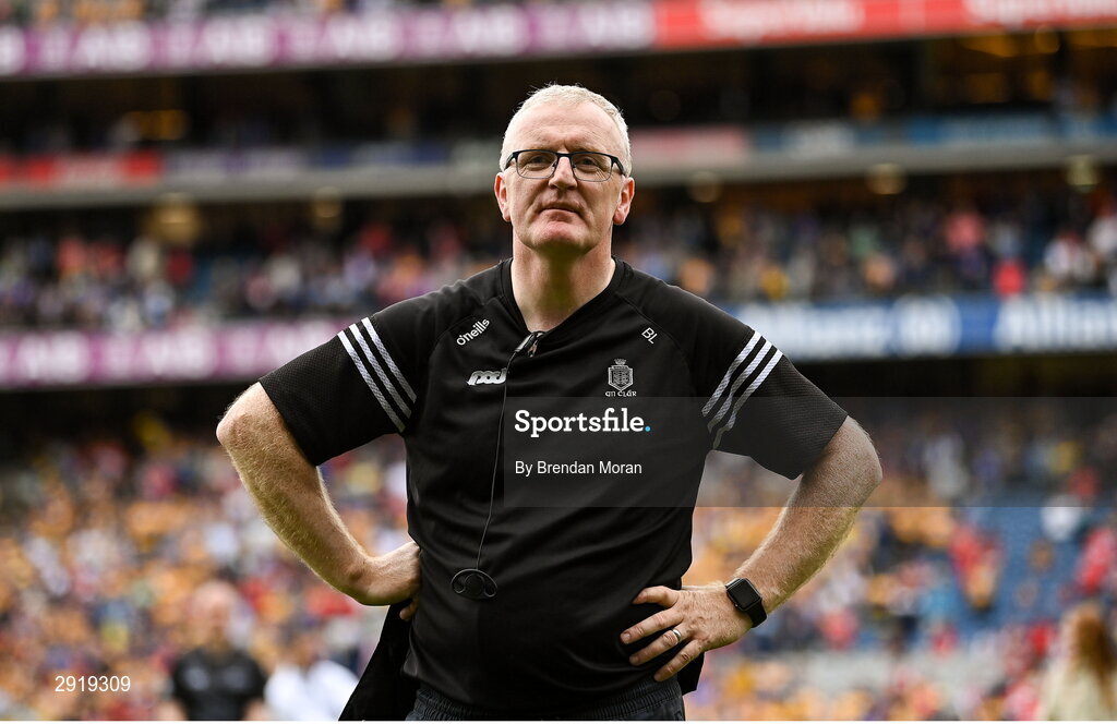21 July 2024; Clare manager Brian Lohan after the GAA Hurling All-Ireland Senior Championship Final between Clare and Cork at Croke Park in Dublin. Photo by Brendan Moran/Sportsfile