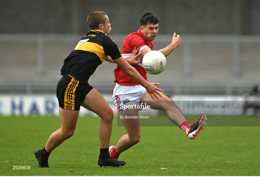 1 September 2024; Dylan Geaney of Dingle in action against Evan Looney of Dr Crokes during the Kerry Senior Club Football Championship final between Dingle and Dr Crokes at Austin Stacks Park in Tralee, Kerry. Photo by Brendan Moran/Sportsfile
