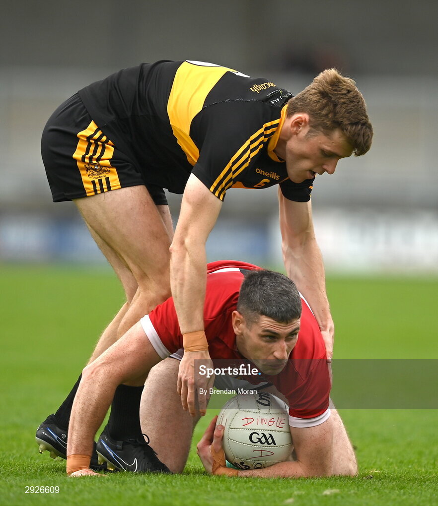 1 September 2024; Paul Geaney of Dingle in action against Gavin White of Dr Crokes during the Kerry Senior Club Football Championship final between Dingle and Dr Crokes at Austin Stacks Park in Tralee, Kerry. Photo by Brendan Moran/Sportsfile