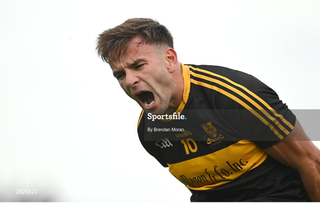 1 September 2024; Micheál Burns of Dr Crokes celebrates after winning a late free kick for his side during the Kerry Senior Club Football Championship final between Dingle and Dr Crokes at Austin Stacks Park in Tralee, Kerry. Photo by Brendan Moran/Sportsfile