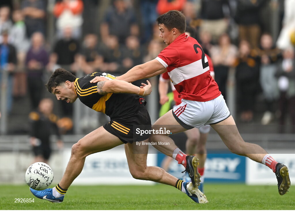 1 September 2024; Tony Brosnan of Dr Crokes in action against Conor Flannery of Dingle during the Kerry Senior Club Football Championship final between Dingle and Dr Crokes at Austin Stacks Park in Tralee, Kerry. Photo by Brendan Moran/Sportsfile