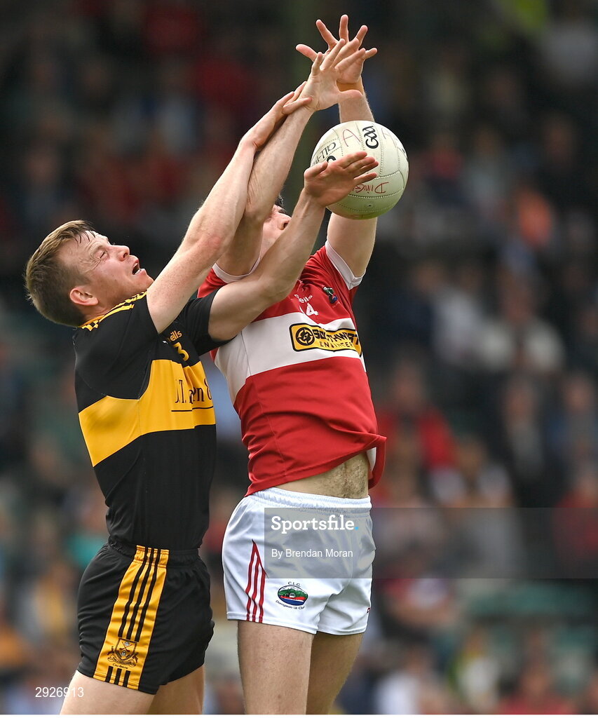 1 September 2024; Fionn Fitzgerald of Dr Crokes in action against Conor Geaney of Dingle during the Kerry Senior Club Football Championship final between Dingle and Dr Crokes at Austin Stacks Park in Tralee, Kerry. Photo by Brendan Moran/Sportsfile