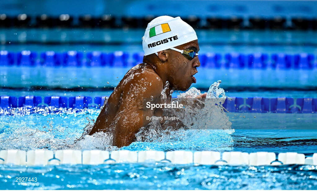 2 September 2024; Deaten Registe of Ireland in action during the men's 100m breaststroke SB14 heats on day five of the Paris 2024 Paralympic Games at La Défense Arena in Paris, France. Photo by Harry Murphy/Sportsfile