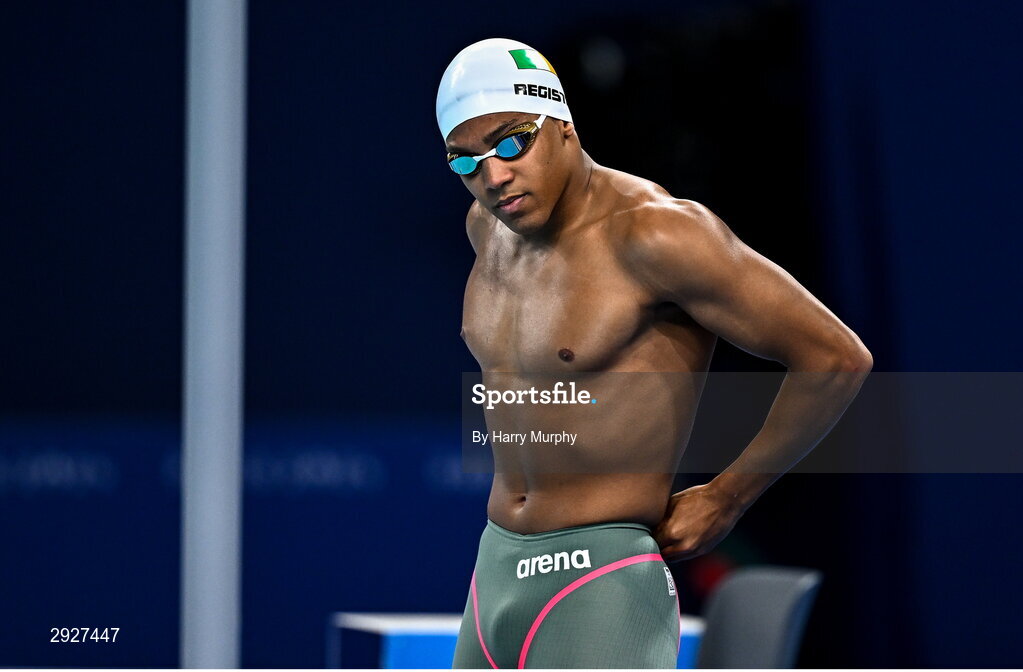 2 September 2024; Deaten Registe of Ireland before the men's 100m breaststroke SB14 heats on day five of the Paris 2024 Paralympic Games at La Défense Arena in Paris, France. Photo by Harry Murphy/Sportsfile