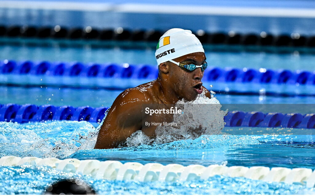 2 September 2024; Deaten Registe of Ireland in action during the men's 100m breaststroke SB14 heats on day five of the Paris 2024 Paralympic Games at La Défense Arena in Paris, France. Photo by Harry Murphy/Sportsfile