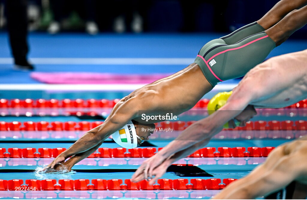 2 September 2024; Deaten Registe of Ireland in action during the men's 100m breaststroke SB14 heats on day five of the Paris 2024 Paralympic Games at La Défense Arena in Paris, France. Photo by Harry Murphy/Sportsfile