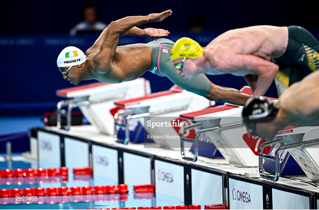 2 September 2024; Deaten Registe of Ireland in action during the men's 100m breaststroke SB14 heats on day five of the Paris 2024 Paralympic Games at La Défense Arena in Paris, France. Photo by Harry Murphy/Sportsfile