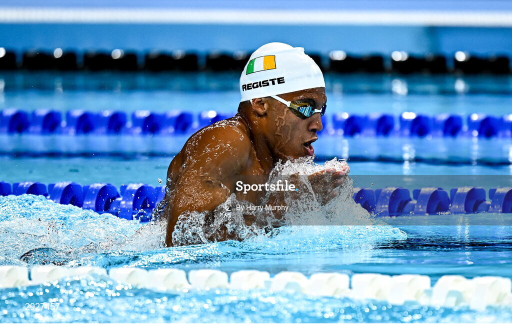 2 September 2024; Deaten Registe of Ireland during the men's 100m breaststroke SB14 heats on day five of the Paris 2024 Paralympic Games at La Défense Arena in Paris, France. Photo by Harry Murphy/Sportsfile