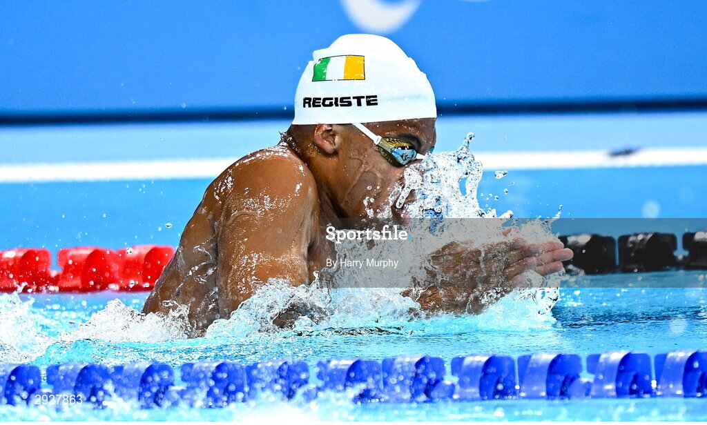 2 September 2024; Deaten Registe of Ireland during the Men's 100m Breaststroke SB14 Final on day five of the Paris 2024 Paralympic Games at La Défense Arena in Paris, France. Photo by Harry Murphy/Sportsfile
