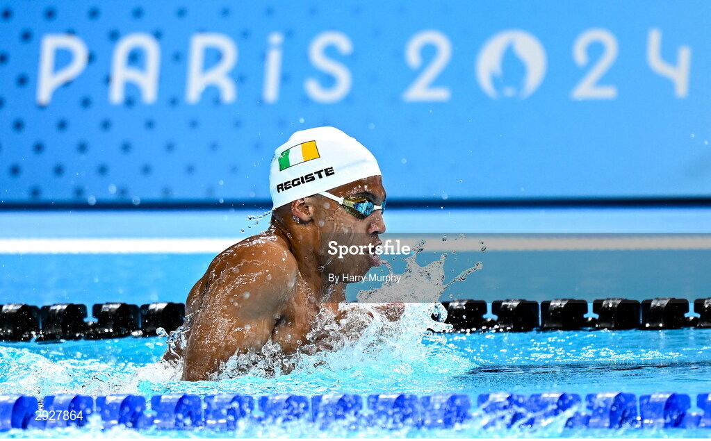 2 September 2024; Deaten Registe of Ireland during the Men's 100m Breaststroke SB14 Final on day five of the Paris 2024 Paralympic Games at La Défense Arena in Paris, France. Photo by Harry Murphy/Sportsfile
