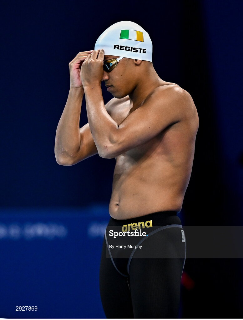 2 September 2024; Deaten Registe of Ireland before the Men's 100m Breaststroke SB14 Final on day five of the Paris 2024 Paralympic Games at La Défense Arena in Paris, France. Photo by Harry Murphy/Sportsfile