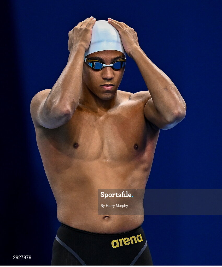 2 September 2024; Deaten Registe of Ireland before the Men's 100m Breaststroke SB14 Final on day five of the Paris 2024 Paralympic Games at La Défense Arena in Paris, France. Photo by Harry Murphy/Sportsfile