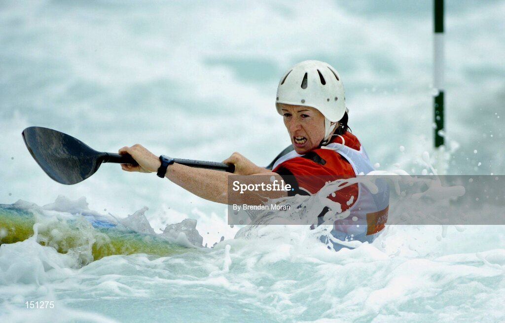 17 August 2004; Ireland's Eadaoin Ni Challarain in action during the 2nd run of the Women's K1 Heats. Olympic Canoe / Kayak Slalom Centre. Games of the XXVIII Olympiad, Athens Summer Olympics Games 2004, Athens, Greece. Picture credit; Brendan Moran / SPORTSFILE