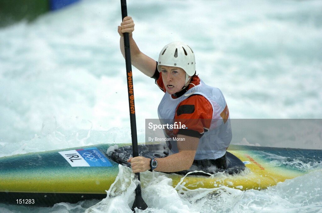 17 August 2004; Ireland's Eadaoin Ni Challarain in action during the 2nd run of the Women's K1 Heats. Olympic Canoe / Kayak Slalom Centre. Games of the XXVIII Olympiad, Athens Summer Olympics Games 2004, Athens, Greece. Picture credit; Brendan Moran / SPORTSFILE