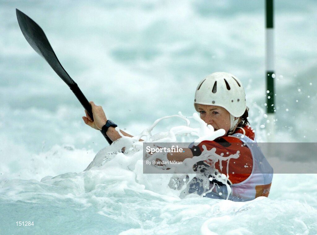 17 August 2004; Ireland's Eadaoin Ni Challarain in action during the 2nd run of the Women's K1 Heats. Olympic Canoe / Kayak Slalom Centre. Games of the XXVIII Olympiad, Athens Summer Olympics Games 2004, Athens, Greece. Picture credit; Brendan Moran / SPORTSFILE