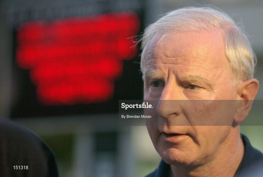 17 August 2004; Pat Hickey, President of the Olympic Council of Ireland, speaking to the media outside the K.A.T Hospital in Athens city centre regarding the condition of Irish race walker Jamie Costin, who was involved in a car crash in Greece early on Tuesday 17th. He will no longer be competing in this years Olympic Games as a result. Games of the XXVIII Olympiad, Athens Summer Olympics Games 2004, Athens, Greece. Picture credit; Brendan Moran / SPORTSFILE