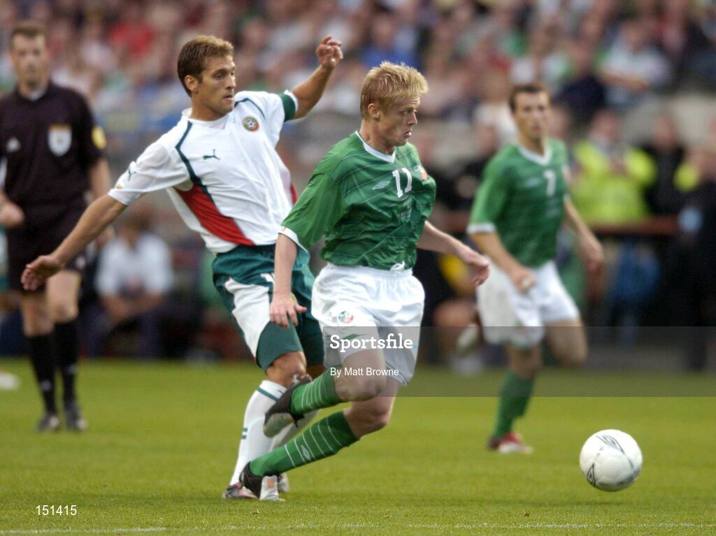 18 August 2004; Damien Duff, Republic of Ireland, in action against Stilivan Petrov, Bulgaria. International Friendly, Republic of Ireland v Bulgaria, Lansdowne Road, Dublin. Picture credit; Matt Browne / SPORTSFILE