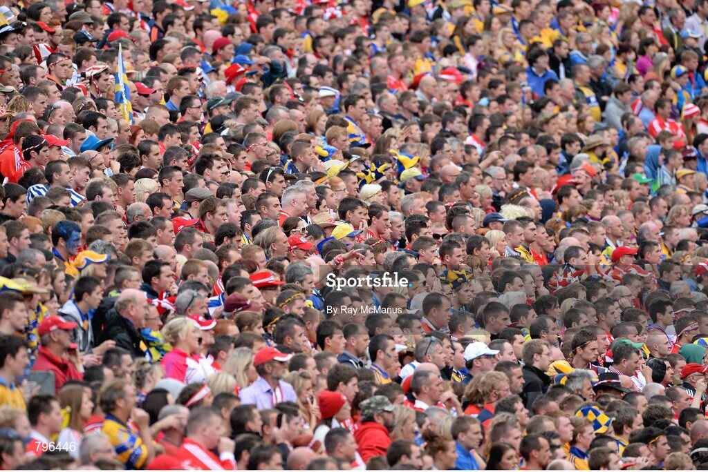 8 September 2013; Cork and Clare supporters watch the game. GAA Hurling All-Ireland Senior Championship Final, Cork v Clare, Croke Park, Dublin. Picture credit: Ray McManus / SPORTSFILE