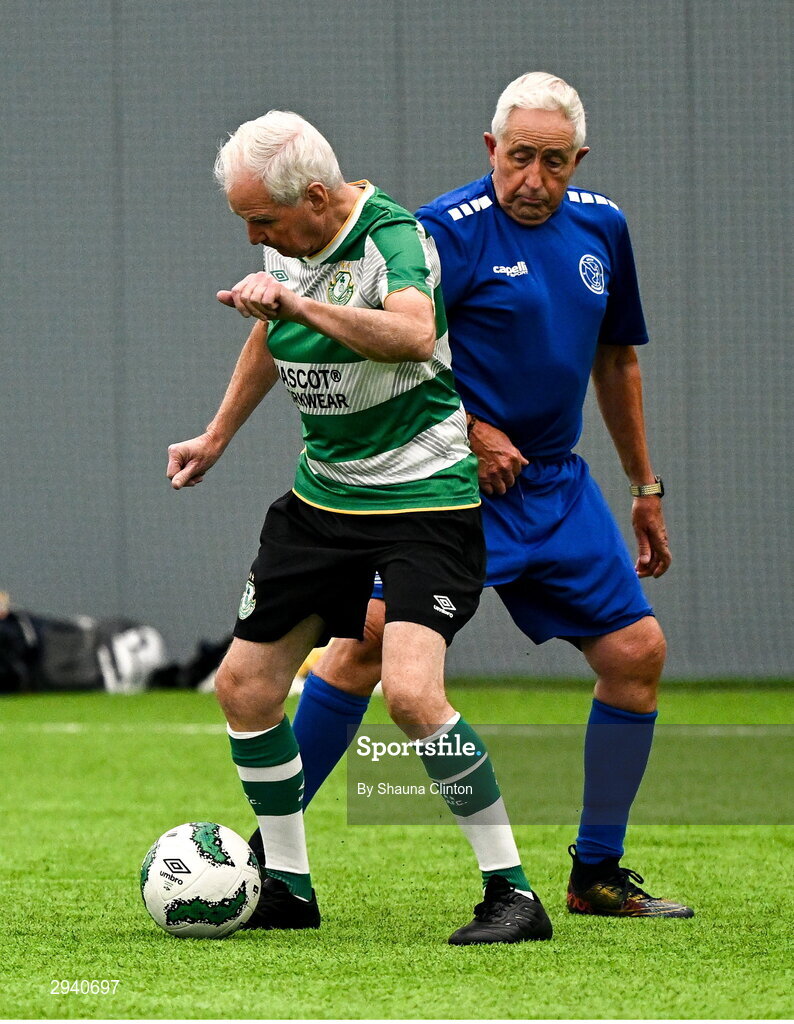14 September 2024; Liam Blake of Shamrock Rovers during the League of Ireland Walking Football Festival 2024 at the National Sports Indoor Centre in Dublin. Photo by Shauna Clinton/Sportsfile