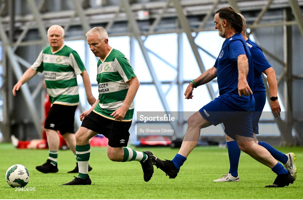 14 September 2024; Mick Crosbie of Shamrock Rovers during the League of Ireland Walking Football Festival 2024 at the National Sports Indoor Centre in Dublin. Photo by Shauna Clinton/Sportsfile