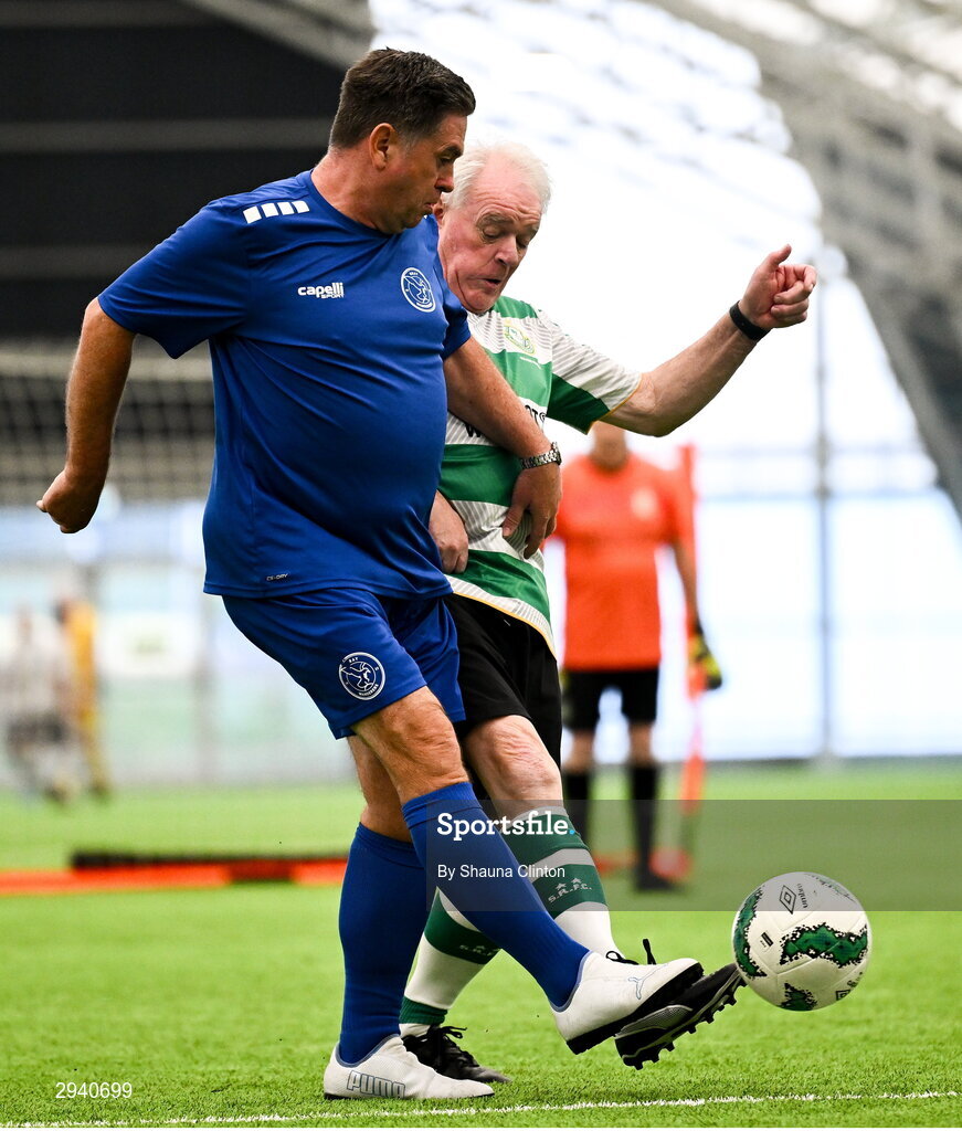 14 September 2024; Pat Maxwell of Shamrock Rovers during the League of Ireland Walking Football Festival 2024 at the National Sports Indoor Centre in Dublin. Photo by Shauna Clinton/Sportsfile