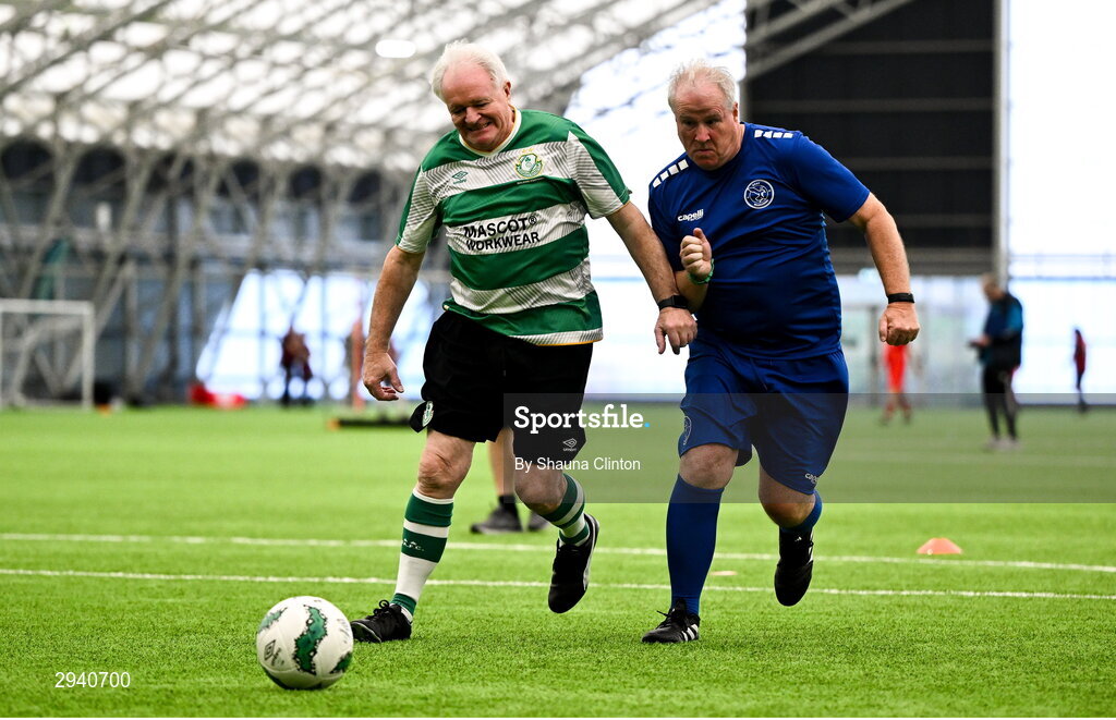 14 September 2024; Pat Maxwell of Shamrock Rovers during the League of Ireland Walking Football Festival 2024 at the National Sports Indoor Centre in Dublin. Photo by Shauna Clinton/Sportsfile