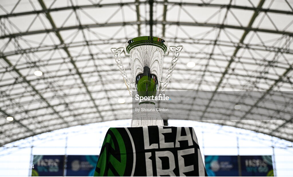 14 September 2024; A general view of the trophy during the League of Ireland Walking Football Festival 2024 at the National Sports Indoor Centre in Dublin. Photo by Shauna Clinton/Sportsfile