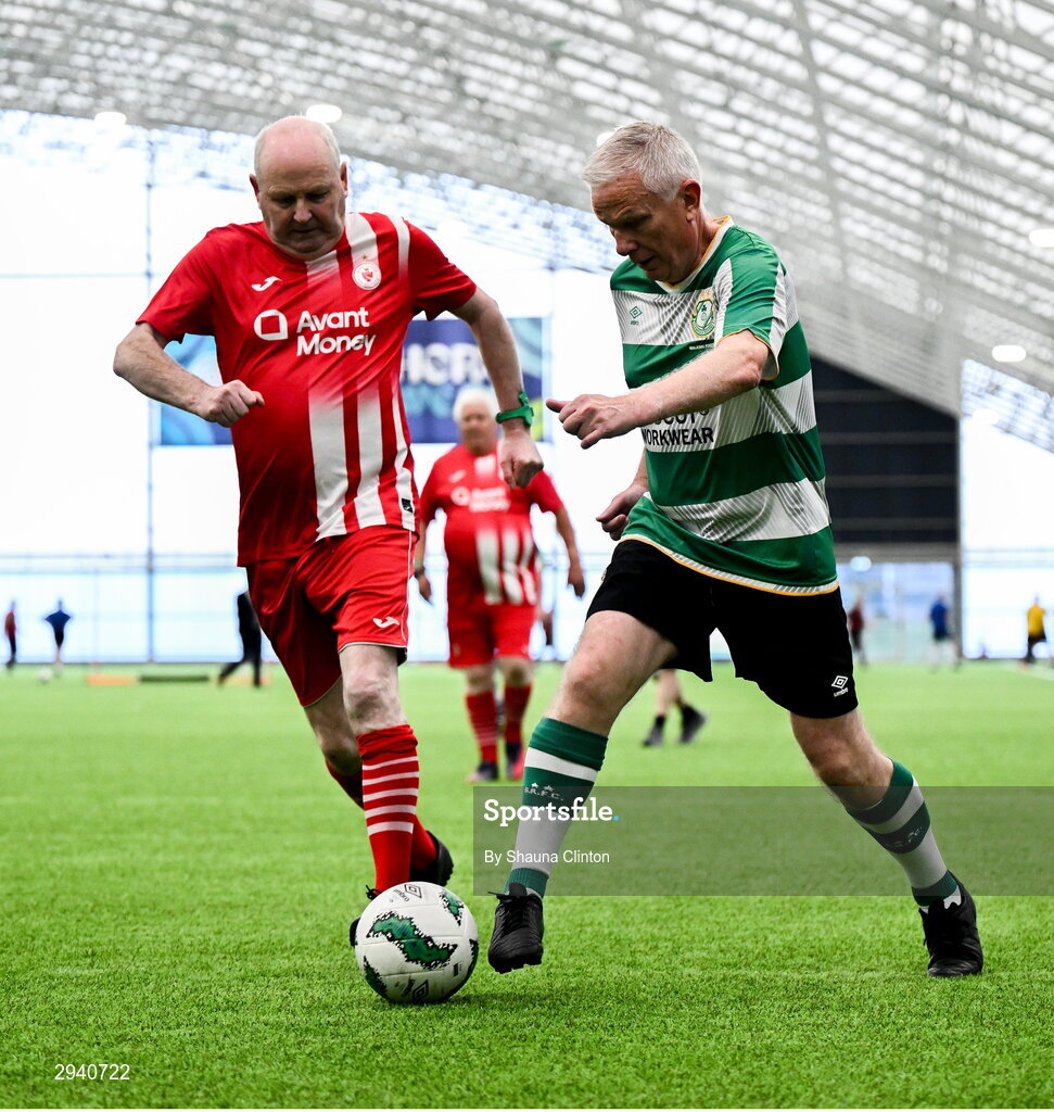 14 September 2024; Mick Crosbie of Shamrock Rovers during the League of Ireland Walking Football Festival 2024 at the National Sports Indoor Centre in Dublin. Photo by Shauna Clinton/Sportsfile