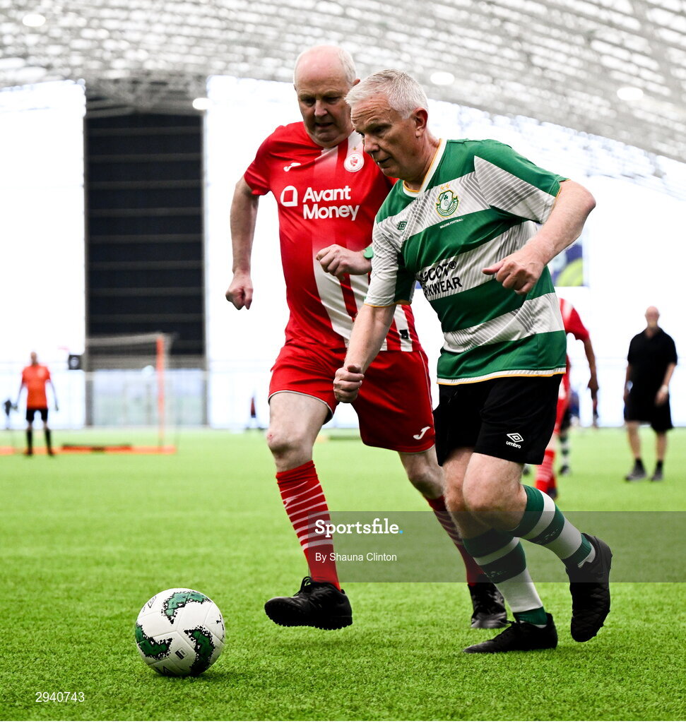 14 September 2024; Mick Crosbie of Shamrock Rovers during the League of Ireland Walking Football Festival 2024 at the National Sports Indoor Centre in Dublin. Photo by Shauna Clinton/Sportsfile