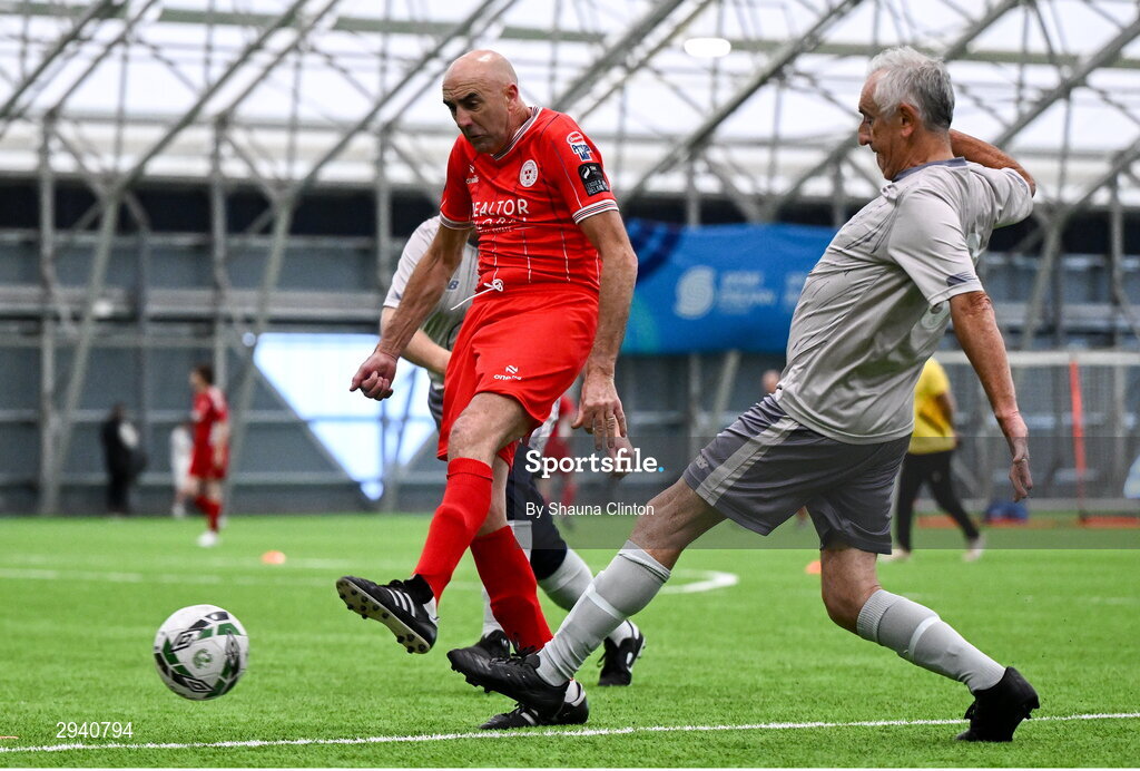 14 September 2024; Frank Darby of Shelbourne during the League of Ireland Walking Football Festival 2024 at the National Sports Indoor Centre in Dublin. Photo by Shauna Clinton/Sportsfile