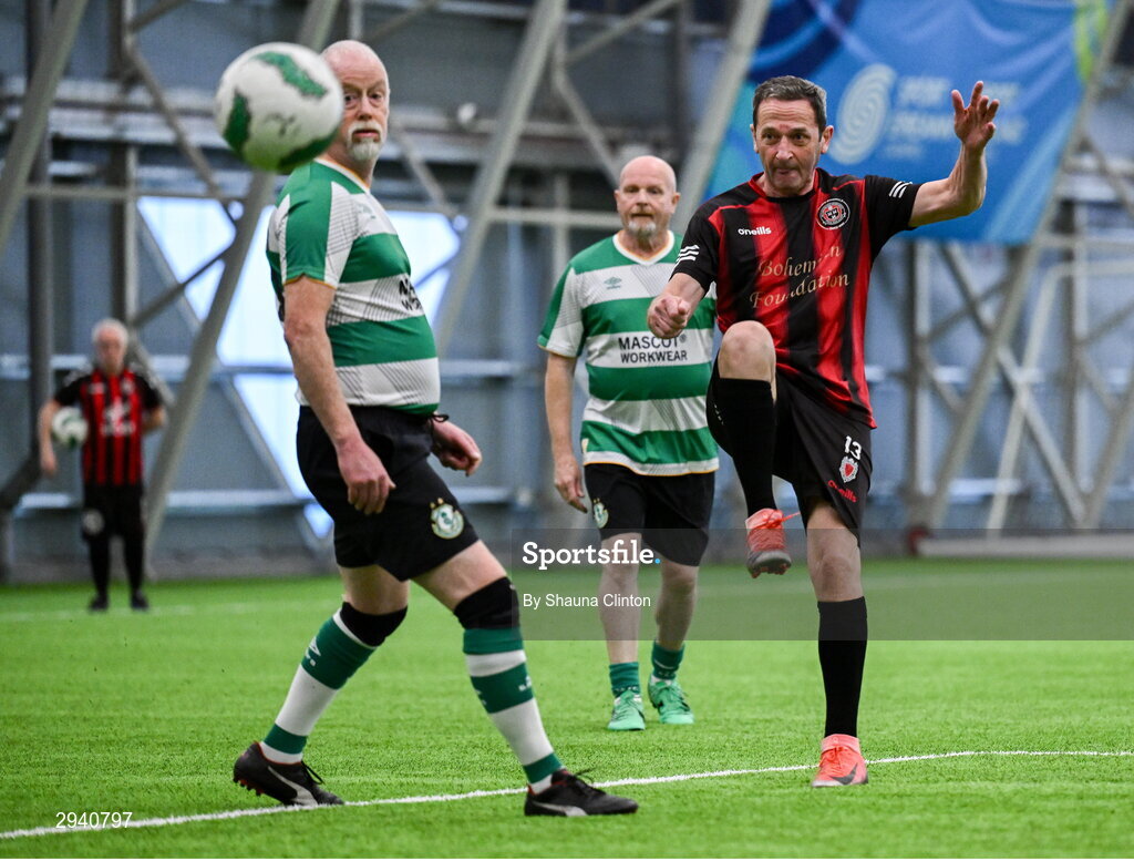 14 September 2024; Gerry Black of Bohemians during the League of Ireland Walking Football Festival 2024 at the National Sports Indoor Centre in Dublin. Photo by Shauna Clinton/Sportsfile