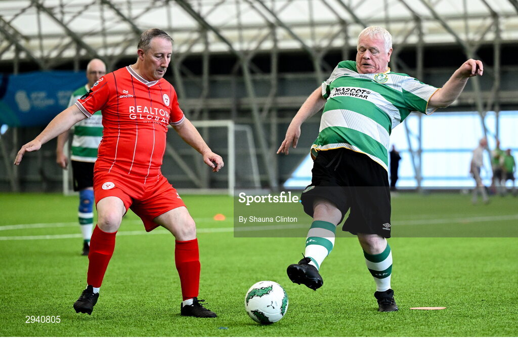 14 September 2024; Terry Gill of Shelbourne during the League of Ireland Walking Football Festival 2024 at the National Sports Indoor Centre in Dublin. Photo by Shauna Clinton/Sportsfile