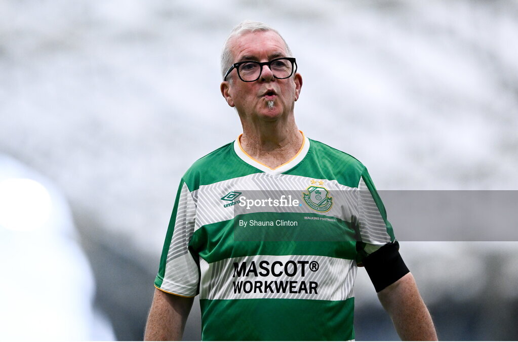 14 September 2024; Paul Brady of Shamrock Rovers during the League of Ireland Walking Football Festival 2024 at the National Sports Indoor Centre in Dublin. Photo by Shauna Clinton/Sportsfile