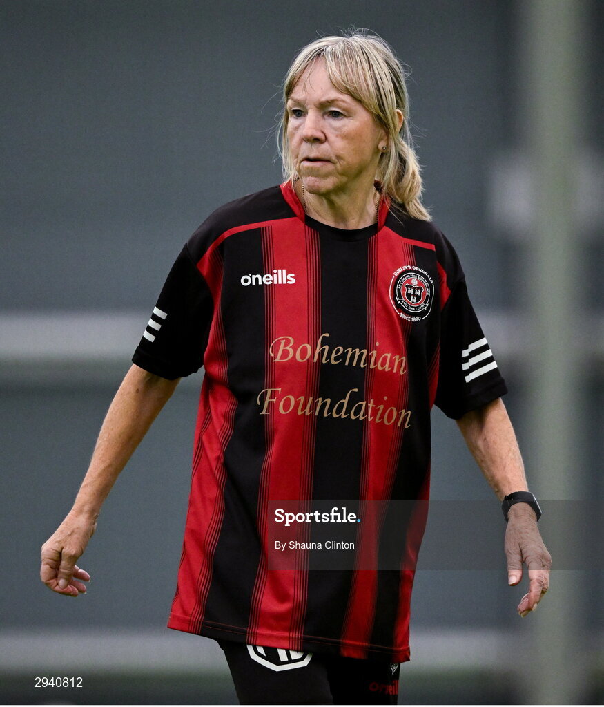 14 September 2024; Bohemians player and former Republic of Ireland player Linda Gorman during the League of Ireland Walking Football Festival 2024 at the National Sports Indoor Centre in Dublin. Photo by Shauna Clinton/Sportsfile
