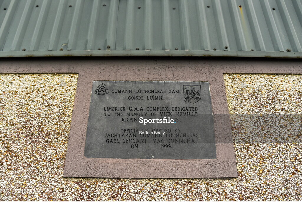 22 September 2024; A view of a plaque before the Limerick County Senior Club Hurling Championship Group 1 match between Patrickswell and Kilmallock at Mick Neville Park in Rathkeale, Limerick. Photo by Tom Beary/Sportsfile