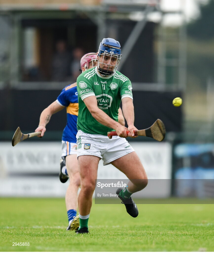 22 September 2024; Pierce Connery of Kilmallock scores a point during the Limerick County Senior Club Hurling Championship Group 1 match between Patrickswell and Kilmallock at Mick Neville Park in Rathkeale, Limerick. Photo by Tom Beary/Sportsfile