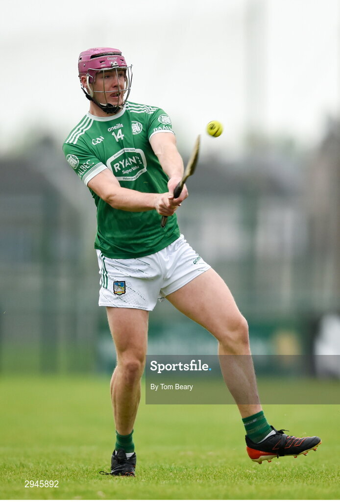 22 September 2024; Shane O'Brien of Kilmallock scores a point during the Limerick County Senior Club Hurling Championship Group 1 match between Patrickswell and Kilmallock at Mick Neville Park in Rathkeale, Limerick. Photo by Tom Beary/Sportsfile
