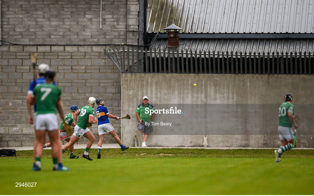 22 September 2024; Pat Carroll, from Croom, watches on, during the Limerick County Senior Club Hurling Championship Group 1 match between Patrickswell and Kilmallock at Mick Neville Park in Rathkeale, Limerick. Photo by Tom Beary/Sportsfile