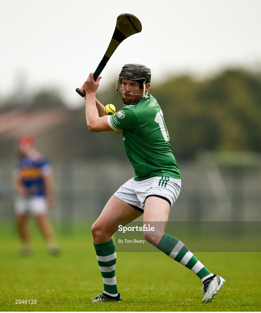 22 September 2024; Michael Houlihan of Kilmallock scores a point from a free during the Limerick County Senior Club Hurling Championship Group 1 match between Patrickswell and Kilmallock at Mick Neville Park in Rathkeale, Limerick. Photo by Tom Beary/Sportsfile