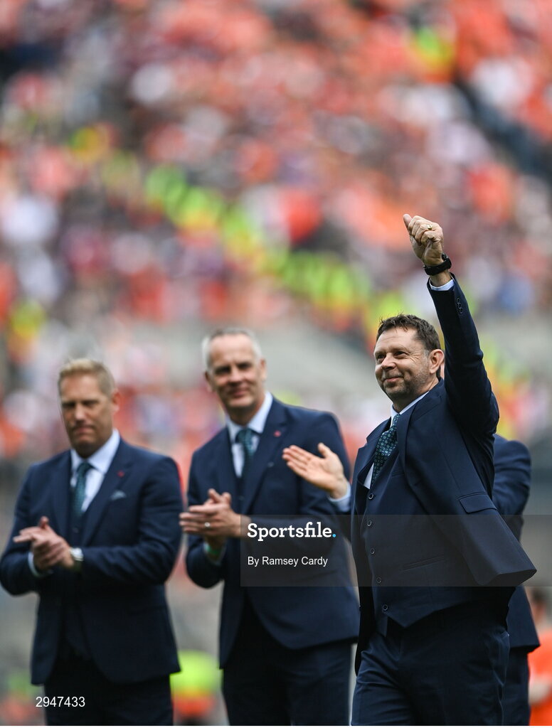 28 July 2024; Cormac Murphy of the 1999 All-Ireland winning Meath football jubilee team who were honoured before the GAA Football All-Ireland Senior Championship Final match between Armagh and Galway at Croke Park in Dublin.  Photo by Ramsey Cardy/Sportsfile