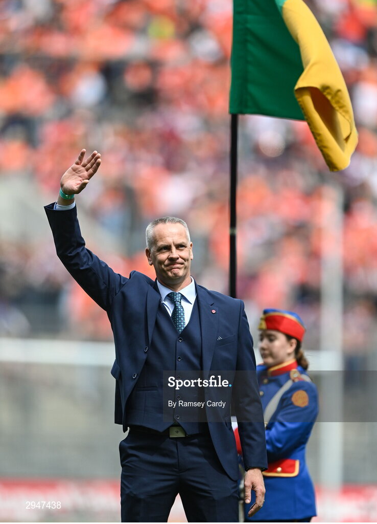28 July 2024; Cormac Sullivan of the 1999 All-Ireland winning Meath football jubilee team who were honoured before the GAA Football All-Ireland Senior Championship Final match between Armagh and Galway at Croke Park in Dublin.  Photo by Ramsey Cardy/Sportsfile
