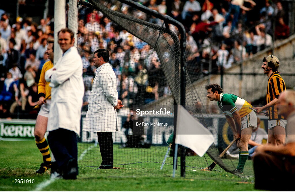 25 July 1982; Tomás O'Connor of Offaly and Ger Henderson of Kilkenny during the Leinster Senior Hurling Championship Final match between Kilkenny and Offaly at Croke Park in Dublin. Photo by Ray McManus/Sportsfile