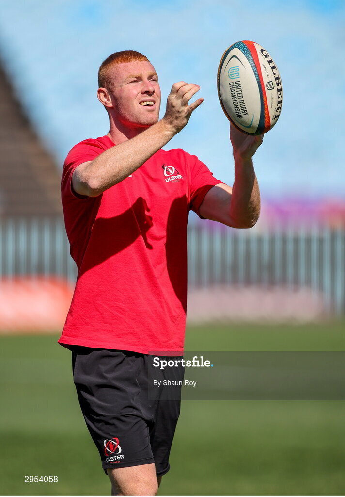 5 October 2024; Nathan Doak of Ulster warms up before the United Rugby Championship match between Vodacom Bulls and Ulster at Loftus Versfeld Stadium in Pretoria, South Africa. Photo by Shaun Roy/Sportsfile