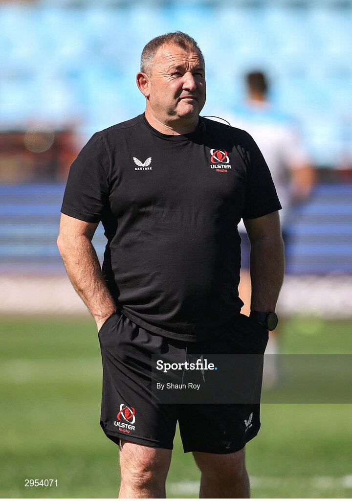 5 October 2024; Ulster head coach Richie Murphy during the United Rugby Championship match between Vodacom Bulls and Ulster at Loftus Versfeld Stadium in Pretoria, South Africa. Photo by Shaun Roy/Sportsfile